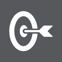 Icon Pfeil der die Mitte einer Zielscheibe trifft