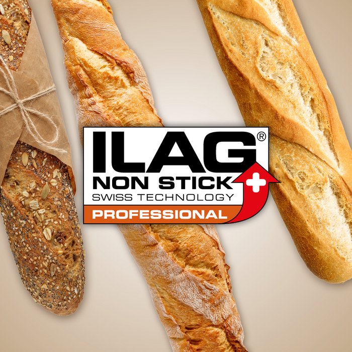 Drei verschiedene Stangenbrote - mittig das ILAG Logo mit orange unterlegtem Professional Schriftzug